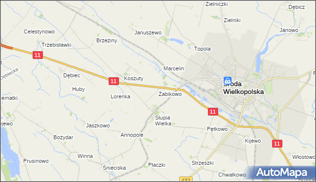 mapa Żabikowo, Żabikowo na mapie Targeo