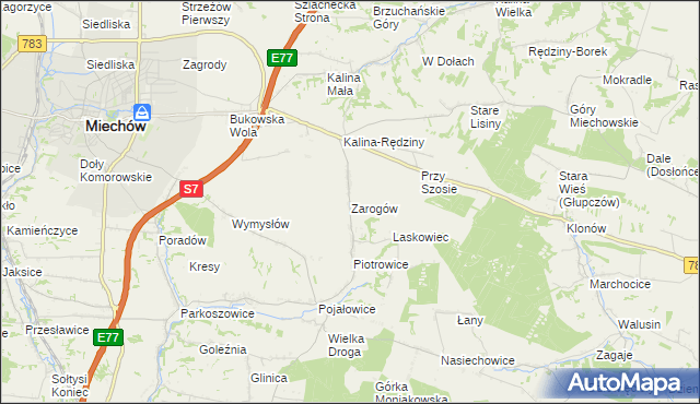 mapa Zarogów, Zarogów na mapie Targeo