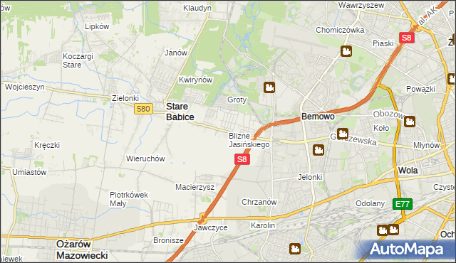 mapa Blizne Jasińskiego, Blizne Jasińskiego na mapie Targeo