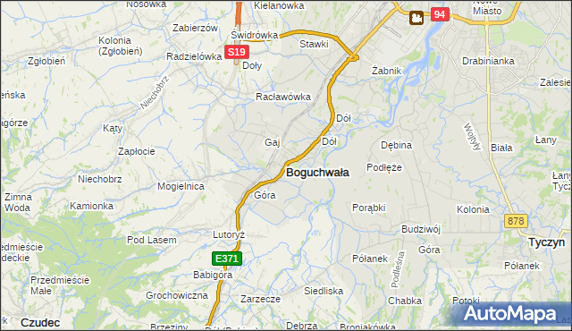 mapa Boguchwała powiat rzeszowski, Boguchwała powiat rzeszowski na mapie Targeo