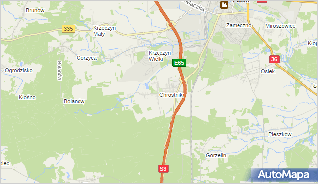 mapa Chróstnik, Chróstnik na mapie Targeo