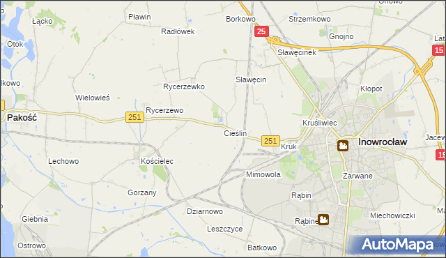 mapa Cieślin gmina Inowrocław, Cieślin gmina Inowrocław na mapie Targeo