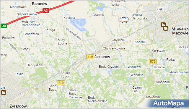 mapa Jaktorów, Jaktorów na mapie Targeo