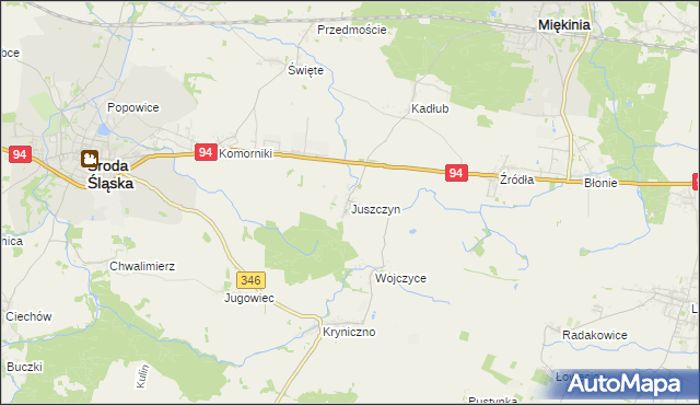 mapa Juszczyn gmina Środa Śląska, Juszczyn gmina Środa Śląska na mapie Targeo
