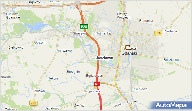 mapa Juszkowo, Juszkowo na mapie Targeo