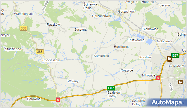 mapa Kamieniec gmina Kłodzko, Kamieniec gmina Kłodzko na mapie Targeo