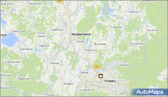 mapa Kostrzyca, Kostrzyca na mapie Targeo