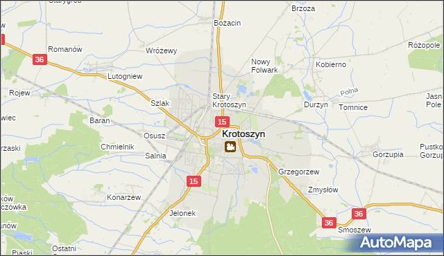 mapa Krotoszyna, Krotoszyn na mapie Targeo