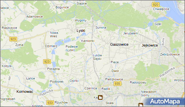 mapa Łuków Śląski, Łuków Śląski na mapie Targeo