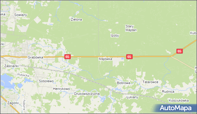 mapa Majówka gmina Supraśl, Majówka gmina Supraśl na mapie Targeo