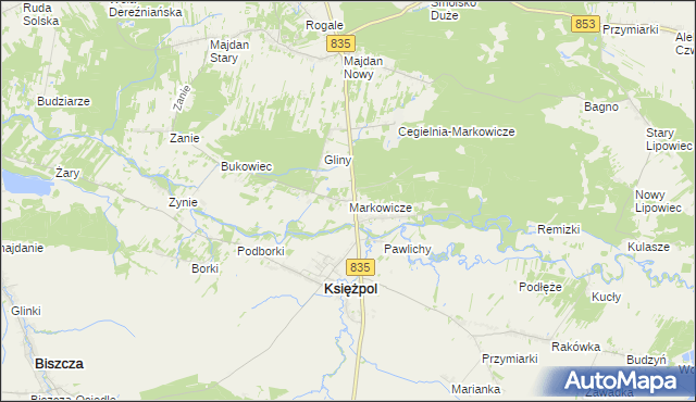 mapa Markowicze, Markowicze na mapie Targeo