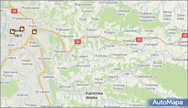 mapa Mystków, Mystków na mapie Targeo