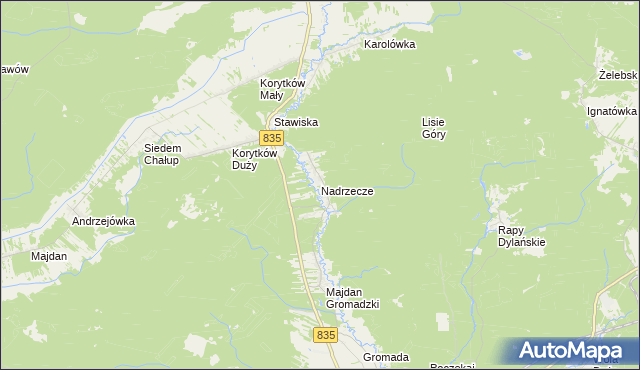 mapa Nadrzecze gmina Biłgoraj, Nadrzecze gmina Biłgoraj na mapie Targeo