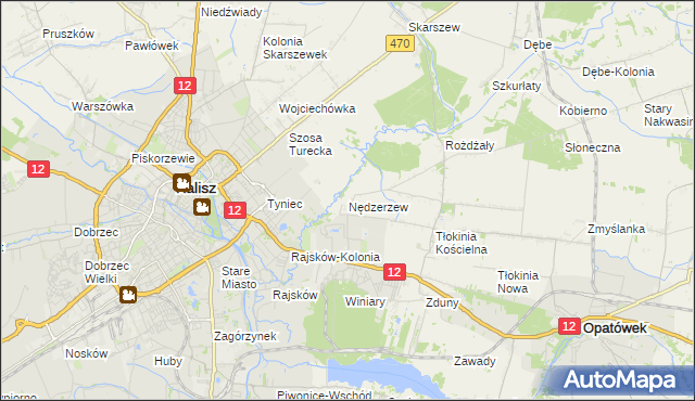 mapa Nędzerzew gmina Opatówek, Nędzerzew gmina Opatówek na mapie Targeo