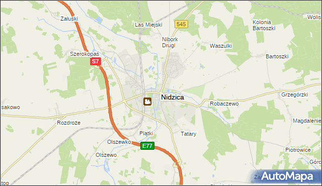 mapa Nidzica, Nidzica na mapie Targeo