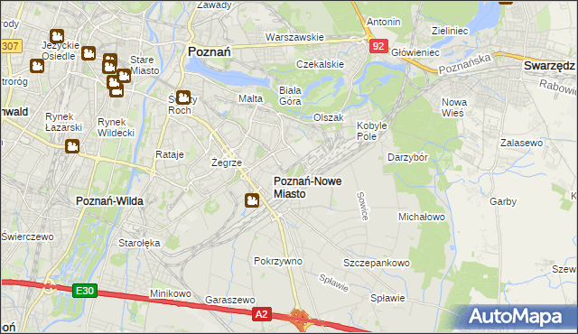 mapa Nowe Miasto gmina Poznań, Nowe Miasto gmina Poznań na mapie Targeo