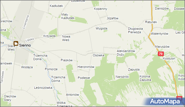 mapa Osówka gmina Sienno, Osówka gmina Sienno na mapie Targeo