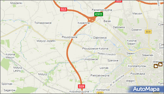 mapa Płouszowice-Kolonia, Płouszowice-Kolonia na mapie Targeo