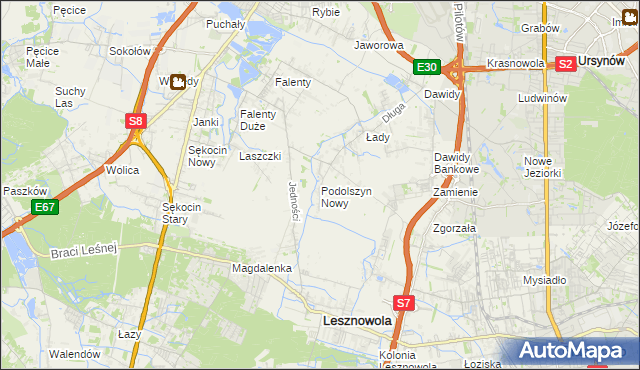 mapa Podolszyn Nowy, Podolszyn Nowy na mapie Targeo