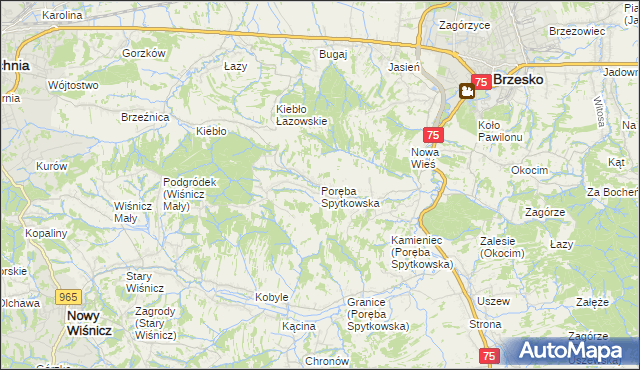 mapa Poręba Spytkowska, Poręba Spytkowska na mapie Targeo