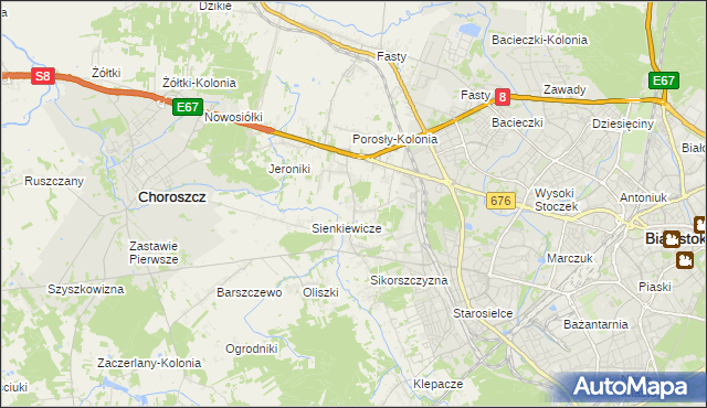 mapa Porosły, Porosły na mapie Targeo