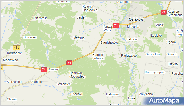 mapa Raducki Folwark, Raducki Folwark na mapie Targeo