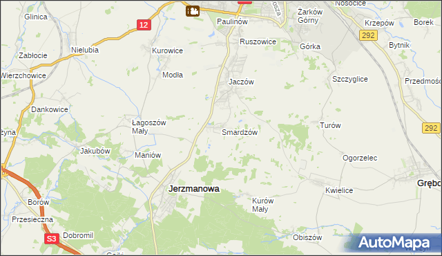 mapa Smardzów gmina Jerzmanowa, Smardzów gmina Jerzmanowa na mapie Targeo