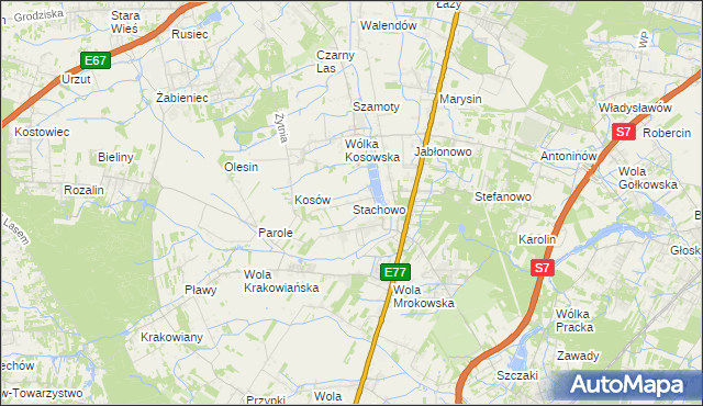 mapa Stachowo gmina Lesznowola, Stachowo gmina Lesznowola na mapie Targeo