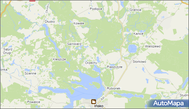 mapa Wierzchucice gmina Ińsko, Wierzchucice gmina Ińsko na mapie Targeo