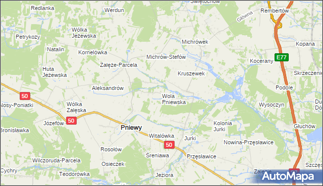 mapa Wola Pniewska, Wola Pniewska na mapie Targeo