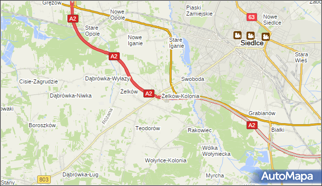 mapa Żelków-Kolonia, Żelków-Kolonia na mapie Targeo