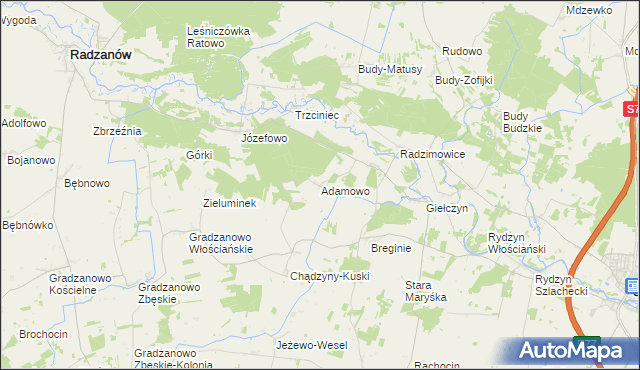 mapa Adamowo gmina Strzegowo, Adamowo gmina Strzegowo na mapie Targeo