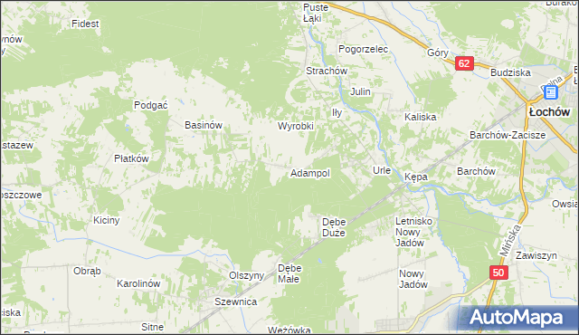 mapa Adampol gmina Jadów, Adampol gmina Jadów na mapie Targeo