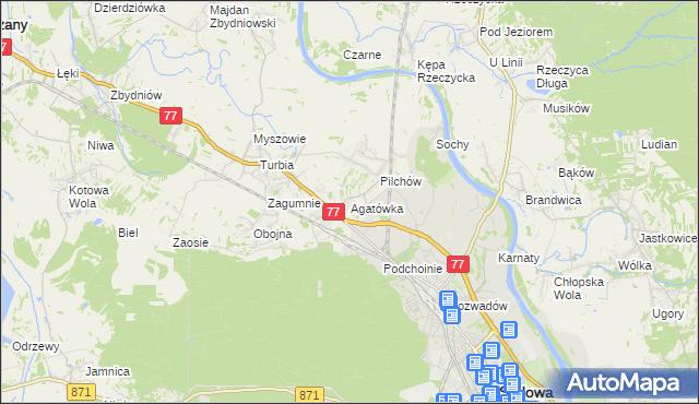 mapa Agatówka gmina Zaleszany, Agatówka gmina Zaleszany na mapie Targeo