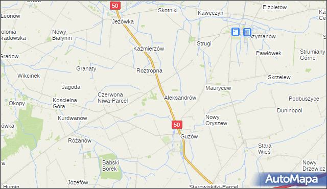 mapa Aleksandrów gmina Wiskitki, Aleksandrów gmina Wiskitki na mapie Targeo