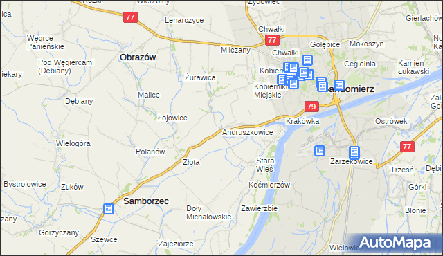 mapa Andruszkowice, Andruszkowice na mapie Targeo