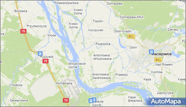 mapa Antoniówka Wilczkowska, Antoniówka Wilczkowska na mapie Targeo