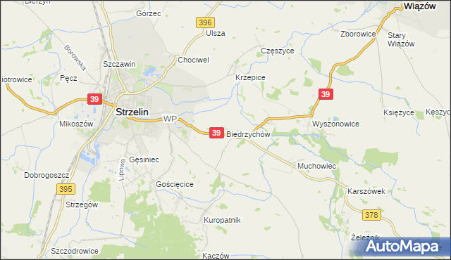 mapa Biedrzychów gmina Strzelin, Biedrzychów gmina Strzelin na mapie Targeo