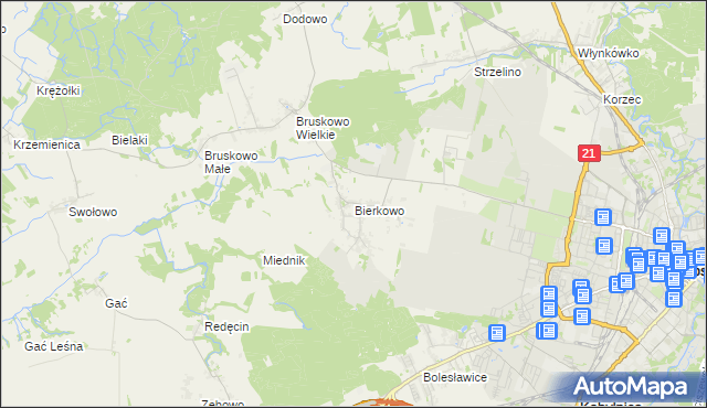 mapa Bierkowo, Bierkowo na mapie Targeo
