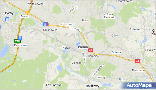 mapa Bieruń, Bieruń na mapie Targeo