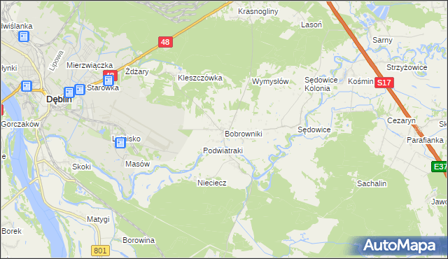 mapa Bobrowniki gmina Ryki, Bobrowniki gmina Ryki na mapie Targeo