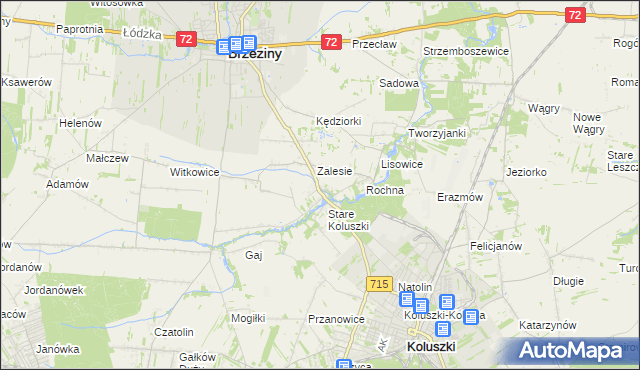 mapa Bogdanka gmina Brzeziny, Bogdanka gmina Brzeziny na mapie Targeo