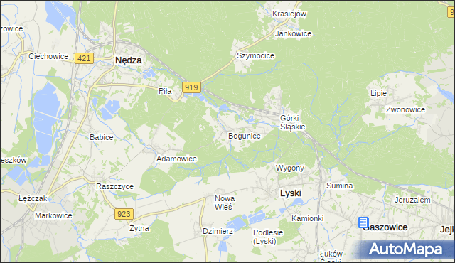 mapa Bogunice, Bogunice na mapie Targeo