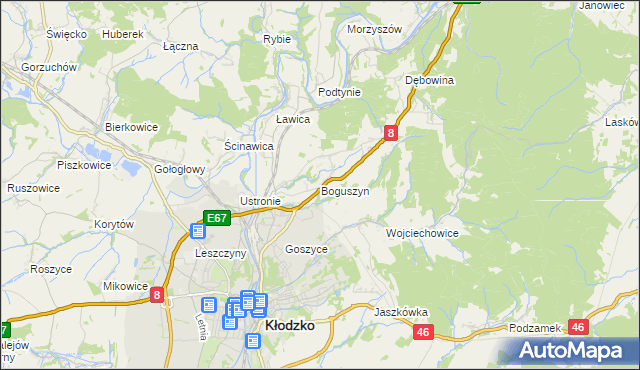 mapa Boguszyn gmina Kłodzko, Boguszyn gmina Kłodzko na mapie Targeo