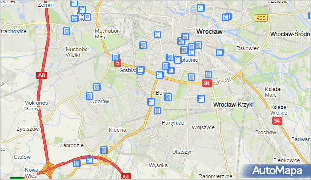 mapa Borek gmina Wrocław, Borek gmina Wrocław na mapie Targeo