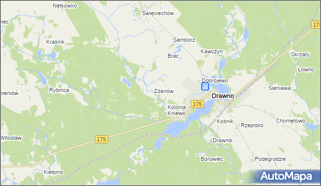 mapa Borki gmina Drawno, Borki gmina Drawno na mapie Targeo