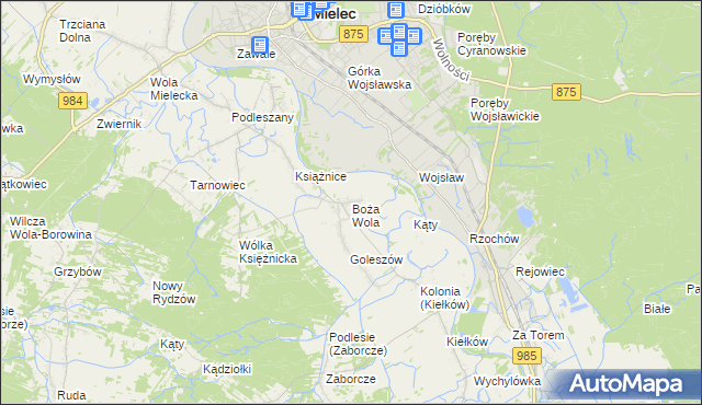 mapa Boża Wola gmina Mielec, Boża Wola gmina Mielec na mapie Targeo