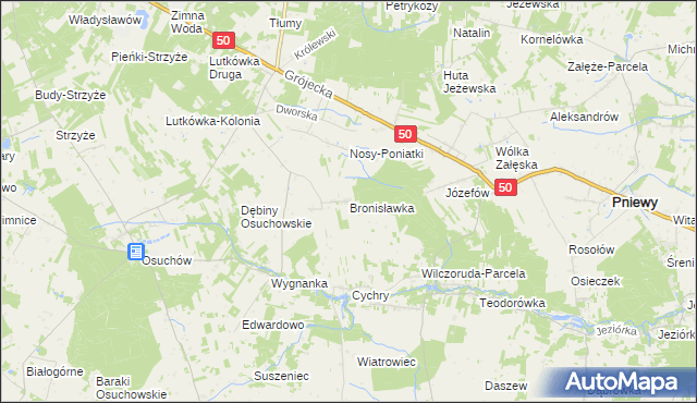 mapa Bronisławka gmina Mszczonów, Bronisławka gmina Mszczonów na mapie Targeo