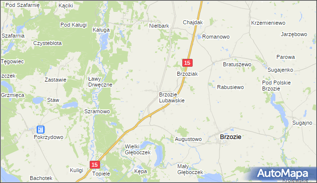 mapa Brzozie Lubawskie, Brzozie Lubawskie na mapie Targeo