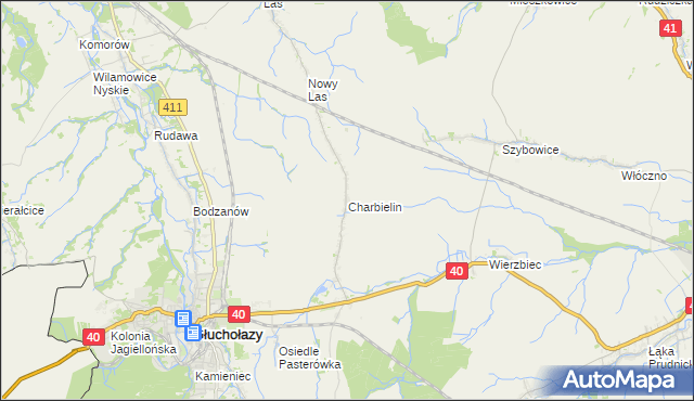 mapa Charbielin gmina Głuchołazy, Charbielin gmina Głuchołazy na mapie Targeo